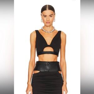 REVOLVE Black Cutout V-Neck Crop Top